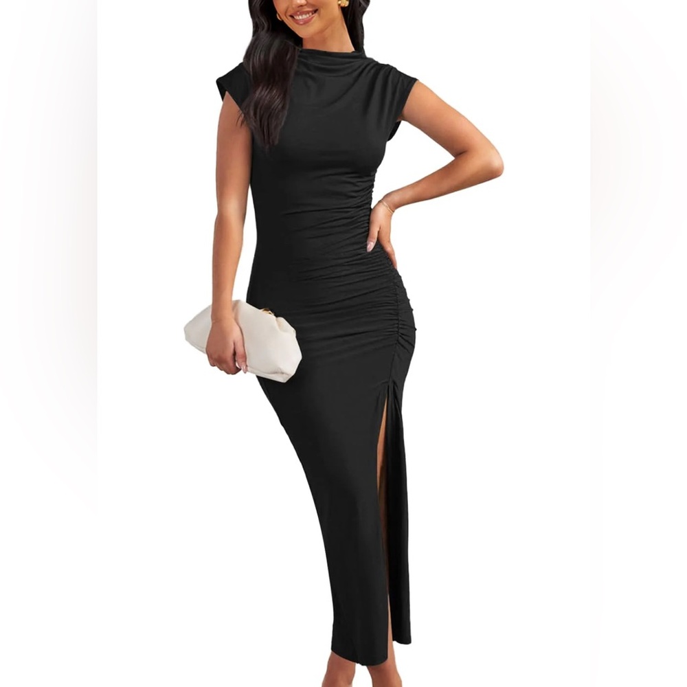 Black, High Neck Evening Dress